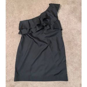 Apostrophe Black One Shoulder Ruffle Formal Dress
